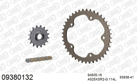 MV Agusta 800 Brutale Dragster 2015-2020 - AFAM XS-ring super reinforced Chain & Alu Sprocket Kit, 525 (OE Pitch) - 09380132 - P3 Tuning