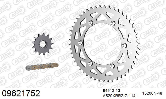 Gas Gas EC 200 / 250 / 300 / 350 2005-2017 - AFAM Xs-Ring Reinforced Plus Chain & Alu Sprocket Kit, 520 (OE Pitch) - 09621752 - P3 Tuning