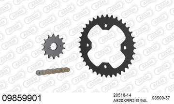 Polaris Predator ATV (500cc) 2003-2004 - AFAM Xs-Ring Reinforced Plus Chain & Steel Sprocket Kit, 520 (OE Pitch) - 09859901 - P3 Tuning