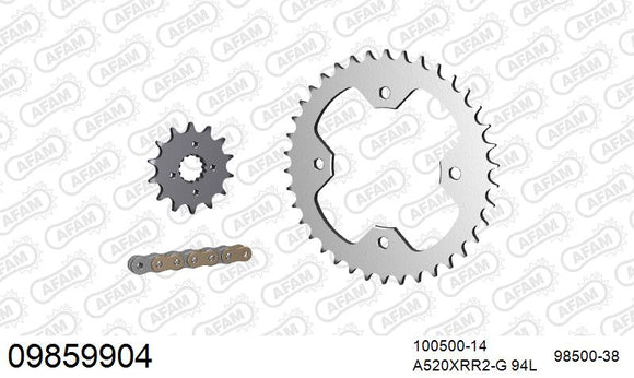 Polaris Predator ATV (500cc) 2005-2007 - AFAM Xs-Ring Reinforced Plus Chain & Steel Sprocket Kit, 520 (OE Pitch) - 09859904 - P3 Tuning