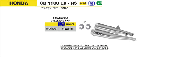Honda CB 1100 EX/RS Nichrom Pro-Racing silencers (right & left)