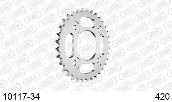 Honda Monkey 125 (4-Speed) 2018-2021 - AFAM Rear Sprocket, 420 (OE Pitch), Steel - 34T (orig size) - 10117-34 - P3 Tuning