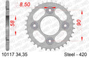 Honda MSX 125 Grom 2015-2017 - AFAM Rear Sprocket, 420 (OE Pitch), Steel - 34T (orig size), fits Grom ABS,inc - 10117-34 - P3 Tuning