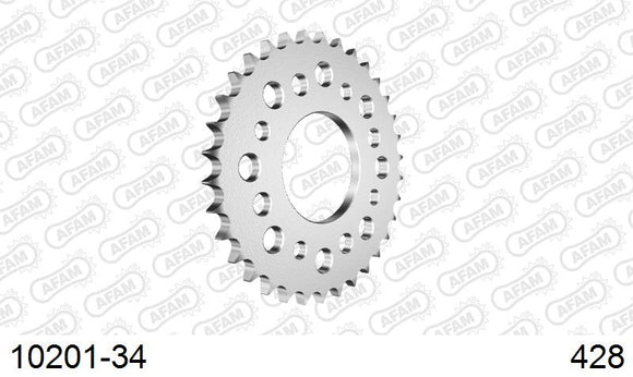 Honda CG 125 Titan W,X,Y,1,2,3 1998-2003 - AFAM Rear Sprocket, 428 (OE Pitch), Steel - 34T, 112 links reqd - 10201-34 - P3 Tuning