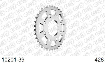 Honda CB125T 1982-1986 - AFAM Rear Sprocket, 428 (OE Pitch), Steel - 39T, 120 links reqd - 10201-39 - P3 Tuning