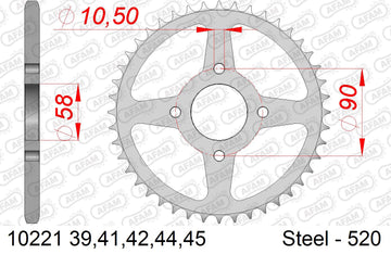 KTM 125 Duke 2011-2013 - AFAM Rear Sprocket, 520 (OE Pitch), Steel - 44T, 112 links reqd - 10221-44 - P3 Tuning