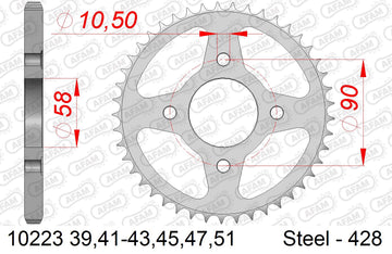 Honda CBF 150 2011-2012 - AFAM Rear Sprocket, 428 (OE Pitch), Steel - 42T (orig size) - 10223-42 - P3 Tuning