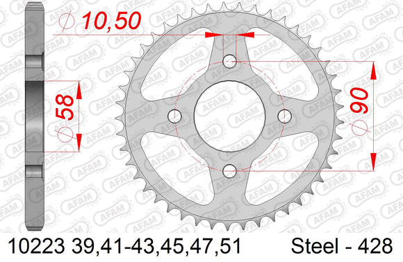 Honda CBF 150 2011-2012 - AFAM Rear Sprocket, 428 (OE Pitch), Steel - 42T (orig size) - 10223-42 - P3 Tuning