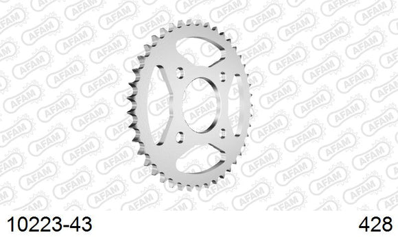 Honda CG 125 9,A 2009-2010 - AFAM Rear Sprocket, 428 (OE Pitch), Steel - 43T, 116 links reqd - 10223-43 - P3 Tuning