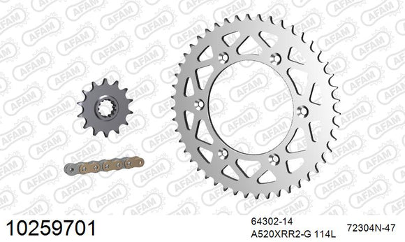 Husaberg FE 501 2000-2002 - AFAM Xs-Ring Reinforced Plus Chain & Alu Sprocket Kit, 520 (OE Pitch) - 10259701 - P3 Tuning