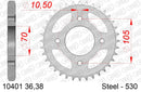 Honda CJ250 1976-1977 - AFAM Rear Sprocket, 530 (OE Pitch), Steel - 38T (orig size) - 10401-38 - P3 Tuning