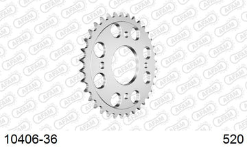 Honda CB400N Super Dream 1981-1983 - AFAM Rear Sprocket, 520 (OE Pitch), Steel - 36T (orig size) - 10406-36 - P3 Tuning