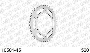 Honda XR 600 R J,K,L 1988-1990 - AFAM Rear Sprocket, 520 (OE Pitch), Steel - 45T, 110 links reqd - 10501-45 - P3 Tuning