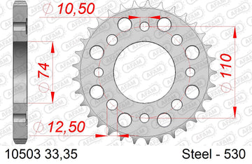 Honda CB 450 T 1982-1982 - AFAM Rear Sprocket, 530 (OE Pitch), Steel - 33T, 92 links reqd - 10503-33 - P3 Tuning