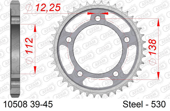 Honda CB 1300 DC X4 V,W,X,Y 1997-2000 - AFAM Rear Sprocket, 530 (OE Pitch), Steel - 43T, 124 links reqd - 10508-43 - P3 Tuning