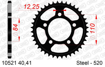 Honda CBR600F 1990-2022 - AFAM Rear Sprocket, 520 (OE Pitch), Steel - 41T (orig size) - 10521-41 - P3 Tuning