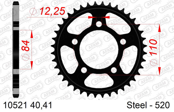 Honda NX500 2024-2026 - AFAM Rear Sprocket, 520 (OE Pitch), Steel - 41T (orig size) - 10521-41 - P3 Tuning
