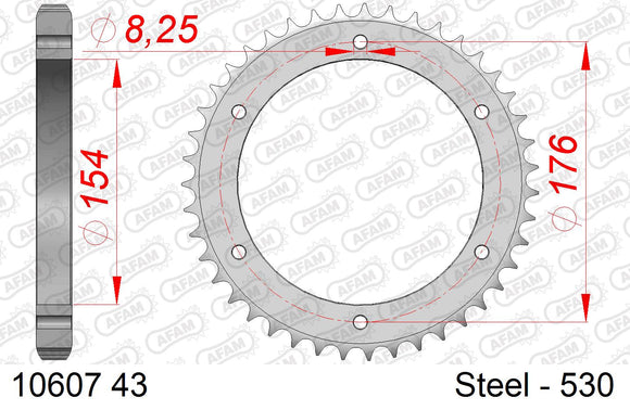 Honda VFR750 1994-1997 - AFAM Rear Sprocket, 530 (OE Pitch), Steel - 43T (orig size) - 10607-43 - P3 Tuning