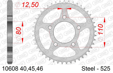 Honda CB500S 1998-2003 - AFAM Rear Sprocket, 525 (OE Pitch), Steel - 40T (orig size) - 10608-40 - P3 Tuning