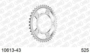 Honda CBR650R 2019-2022 - AFAM Rear Sprocket, 525 (OE Pitch), Steel - 43T, 120 links reqd - 10613-43 - P3 Tuning
