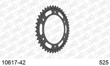 Honda NT1100 2022-2026 - AFAM Rear Sprocket, 525 (OE Pitch), Steel - 42T, 124 links reqd, fits inc DCT - 10617-42 - P3 Tuning