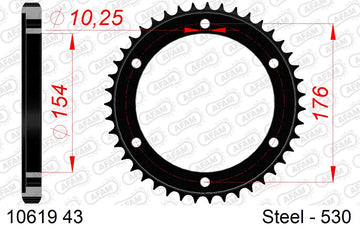 Honda VFR800 Vtec 2006-2013 - AFAM Rear Sprocket, 530 (OE Pitch), Steel - 43T (orig size) - 10619-43 - P3 Tuning