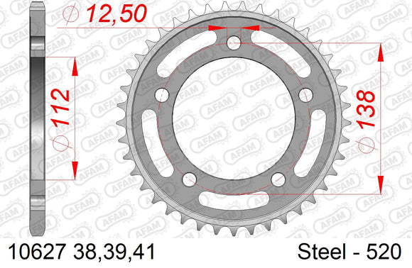 Honda NC750X 2014-2020 - AFAM Rear Sprocket, 520 (OE Pitch), Steel - 43T (orig size) - 10627-43 - P3 Tuning