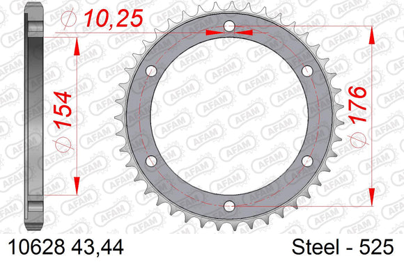Honda CB1000R / Neo Sports Cafe 2018-2024 - AFAM Rear Sprocket, 525 (OE Pitch), Steel - 43T, 116 links reqd - 10628-43 - P3 Tuning