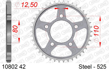Honda CRF1100L Africa Twin / Adventure Sport 2020-2021 - AFAM Rear Sprocket, 525 (OE Pitch), Steel - 42T (orig size), fits ADV,ADV DCT,inc DCT - 10802-42 - P3 Tuning