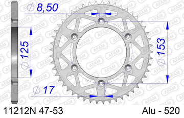 Honda XR200R / 250 R 1996-2003 - AFAM Rear Sprocket, 520 (OE Pitch), Alu - 45T, 106 links reqd - 11212N-45 - P3 Tuning