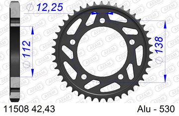 Honda CB900 Hornet 2002-2006 - AFAM Rear Sprocket, 530 (OE Pitch), Alu - 43T (orig size) - 11508-43 - P3 Tuning