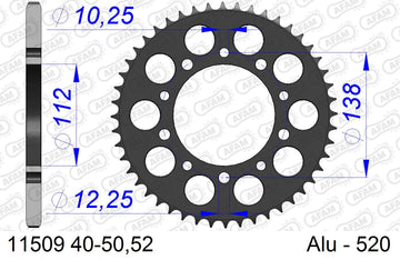 Honda CBR650F 2014-2018 - AFAM Rear Sprocket, 520 conversion, Alu - 44T, 120 links reqd - 11509-44 - P3 Tuning