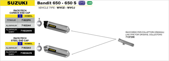 Suzuki GSF 650 BANDIT low mount mid-pipe for stock collectors