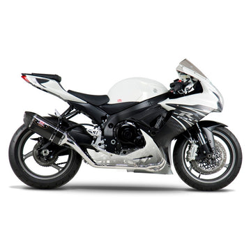 SUZUKI GSX-R600 - (2011-2018) Yoshimura Carbon R77 Full System - Stainless Duplex Header Carbon Coned End Cap - Race Series - Removable Baffle