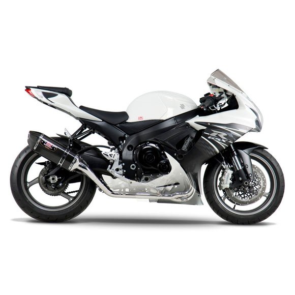 SUZUKI GSX-R600 - (2011-2018) Yoshimura Carbon R77 Full System - Stainless Duplex Header Carbon Coned End Cap - Race Series - Removable Baffle