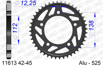 Honda CBR650R 2019-2022 - AFAM Rear Sprocket, 525 (OE Pitch), Alu - 44T, 120 links reqd - 11613-44 - P3 Tuning