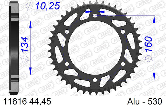 Honda CBR1000RR Fireblade 2014-2016 - AFAM Rear Sprocket, 530 (OE Pitch), Alu - 40T, 116 links reqd - 11616-40 - P3 Tuning