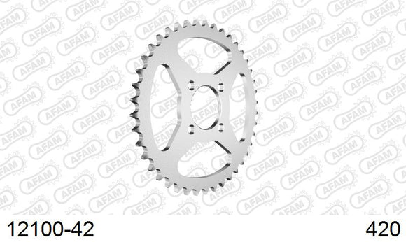 Yamaha YSR 80 1987-1990 - AFAM Rear Sprocket, 420 (OE Pitch), Steel - 42T, 104 links reqd - 12100-42 - P3 Tuning