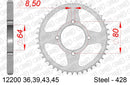 Yamaha Z 125 2000-2000 - AFAM Rear Sprocket, 428 (OE Pitch), Steel - 39T, 118 links reqd - 12200-39 - P3 Tuning