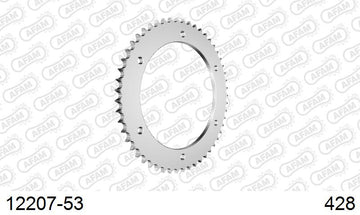 Yamaha DT125R 1993-2004 - AFAM Rear Sprocket, 428 (OE Pitch), Steel - 53T, 132 links reqd - 12207-53 - P3 Tuning