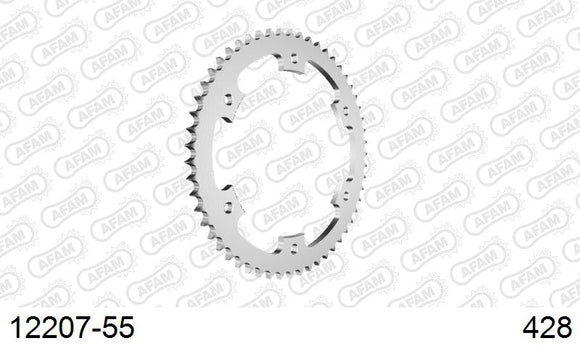 Yamaha WR125R / X 2009-2016 - AFAM Rear Sprocket, 428 (OE Pitch), Steel - 55T, 134 links reqd, fits R Model - 12207-55 - P3 Tuning