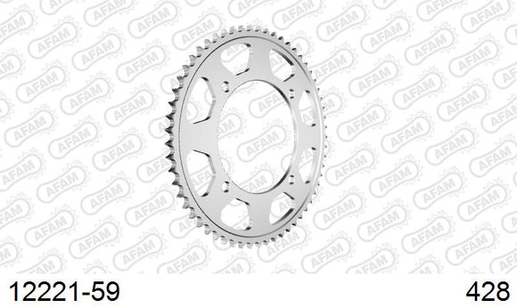 Yamaha XVS250 Dragstar 2000-2001 - AFAM Rear Sprocket, 428 (OE Pitch), Steel - 59T (orig size) - 12221-59 - P3 Tuning