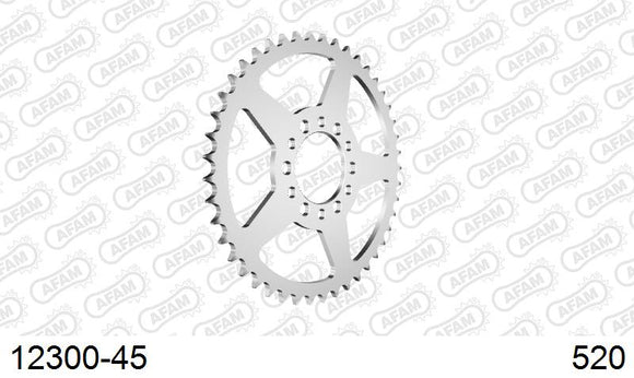 Yamaha XT 240 1984-1985 - AFAM Rear Sprocket, 520 (OE Pitch), Steel - 45T, 98 links reqd - 12300-45 - P3 Tuning
