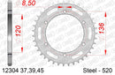 Yamaha RZ 350 1984-1985 - AFAM Rear Sprocket, 520 (OE Pitch), Steel - 37T, 106 links reqd - 12304-37 - P3 Tuning