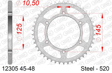 Yamaha XTZ660 Tenere 2008-2016 - AFAM Rear Sprocket, 520 (OE Pitch), Steel - 46T, 112 links reqd - 12305-46 - P3 Tuning