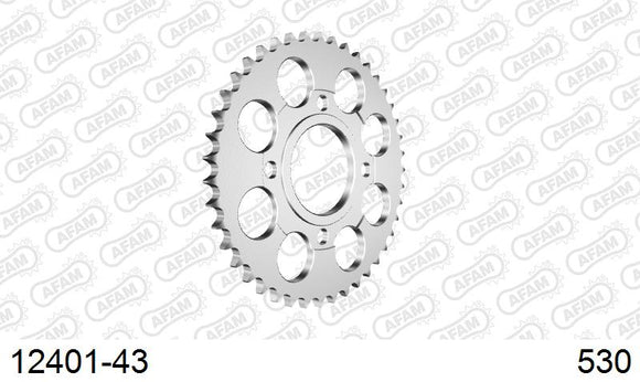 Yamaha XS250 1979-1981 - AFAM Rear Sprocket, 530 (OE Pitch), Steel - 43T, 108 links reqd - 12401-43 - P3 Tuning