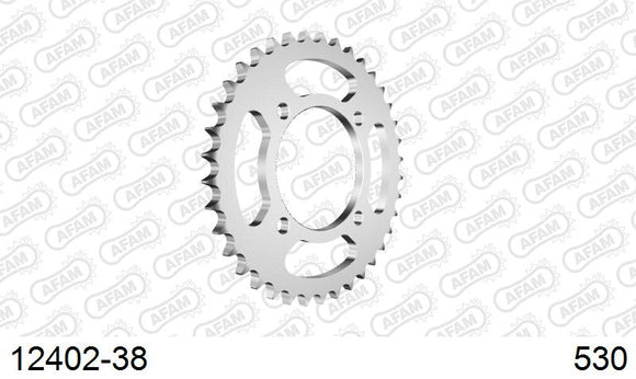 Yamaha XS400 / SE 1982-1986 - AFAM Rear Sprocket, 530 (OE Pitch), Steel - 38T (orig size) - 12402-38 - P3 Tuning