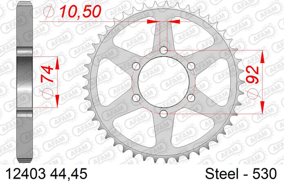 Yamaha XJ400 1982-1982 - AFAM Rear Sprocket, 530 (OE Pitch), Steel - 44T (orig size) - 12403-44 - P3 Tuning