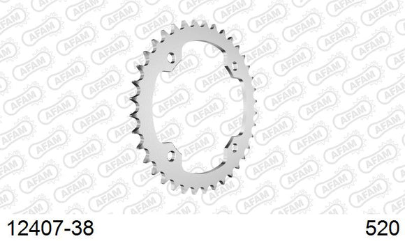 Yamaha YFZ450 ATV 2003-2026 - AFAM Rear Sprocket, 520 (OE Pitch), Steel - 38T (orig size) - 12407-38 - P3 Tuning