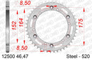 Yamaha DT 400 MX 1977-1978 - AFAM Rear Sprocket, 520 (OE Pitch), Steel - 44T, 104 links reqd - 12500-44 - P3 Tuning